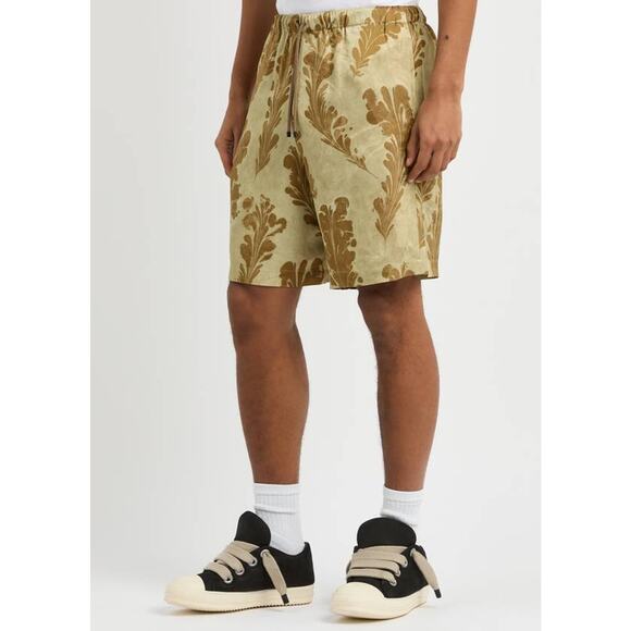 Dries Van Noten Mens Piperi Drawstring Shorts in Dessin A Gold 46 S/M - Picture 2 of 4